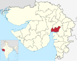 Location of district in Gujarat