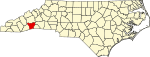 Mapa de Carolina del Norte con la ubicación del condado de Henderson