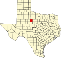 Map of Teksas highlighting Jones County