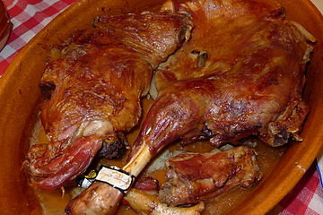 Lechazo asado (roast lamb) is a typical dish from the province of Valladolid and other Castilian provinces in Spain.