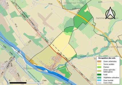 Carte des infrastructures et de l'occupation des sols de la commune en 2018 (CLC).