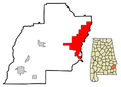 Location in Quận Barbour, Alabama