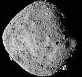 Image 16 101955 Bennu Photograph credit: NASA / OSIRIS-REx 101955 Bennu is a carbonaceous asteroid discovered by the Lincoln Near-Earth Asteroid Research project in 1999. Bennu has a roughly spheroidal shape, an effective diameter of about 484 m (1,588 ft), and a rough, boulder-strewn surface. It is a potentially hazardous object, with a cumulative 1-in-2,700 chance of impacting Earth between 2175 and 2199. It is named after the Bennu, an ancient Egyptian bird deity associated with the Sun, creation, and rebirth. This mosaic image of Bennu consists of twelve PolyCam images taken by NASA's OSIRIS-REx spacecraft from a range of 24 km (15 mi). The primary goal of the mission is to collect a sample from the asteroid's surface, which is scheduled to take place on October 20, 2020, and return the sample to Earth for analysis. More selected pictures