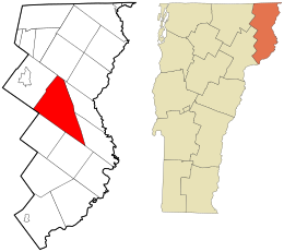 Location in Essex County and the state of Vermont.