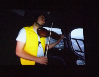 Vincent Sipprell, viola of the Elysian Quartet, Helicopter String Quartet, 23 August 2012