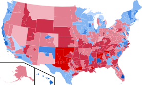 Results by Congressional Districts, shaded according to winning candidate's percentage of the vote.