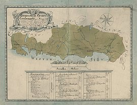 Map of the country roads through Halland in 1731.