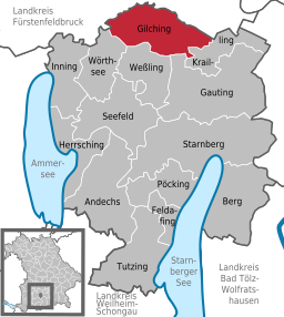 Läget för Gilching i Landkreis Starnberg