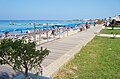 A wooden pedestrian road beside the beach