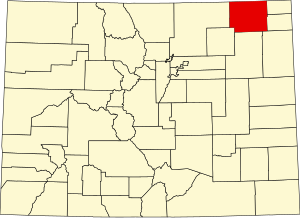 Map of Colorado highlighting Logan County