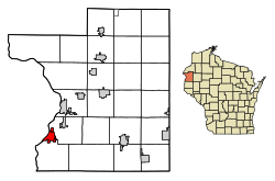 Location of Osceola in Polk County, Wisconsin.