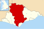 Wealden no mapa de East Sussex