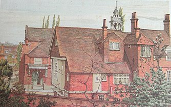 Tabard Inn and St Michael and All Angels Church by Thomas Matthews Rooke, c. 1895. The view (now blocked) is from the south.