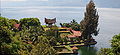 View of the lake with an example of Batak architecture in the foreground