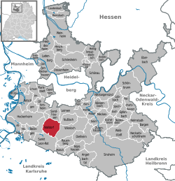 Elhelyezkedése Baden-Württemberg térképén