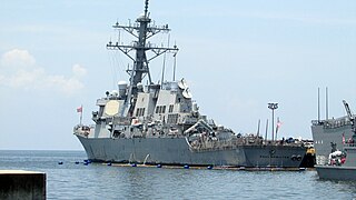 Rear view of USS Paul Hamilton at the Manila Port Harbor