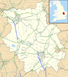 Mapa konturowa Cambridgeshire, na dole nieco na prawo znajduje się punkt z opisem „AstraZeneca plc”