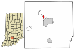 Location of Oolitic in Lawrence County, Indiana.