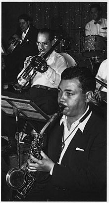 Smith playing a Conn 6M alto saxophone. Photograph by W.P. Gottlieb