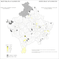 Distribution of Turks in Kosovo by settlements.