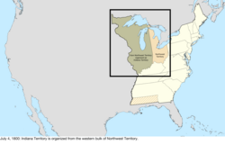 Map of the change to the United States in central North America on July 4, 1800