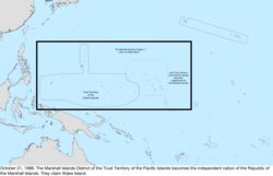 Map of the change to the United States in the Pacific Ocean on October 21, 1986