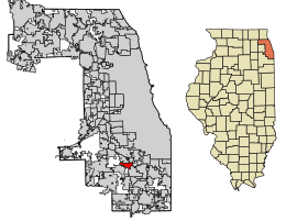 Location of Midlothian in Cook County, Illinois.