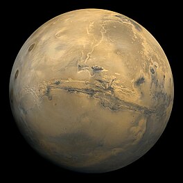 Valles Marineris vorm 'n groot litteken op Mars se oppervlak.