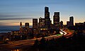 Image 11 Seattle, Washington Photo credit: Cacophony The skyline of Seattle, Washington at dusk, viewed from the south. The Columbia Center (middle) is the second tallest building on the West Coast of the United States, and the twelfth tallest in the United States. Smith Tower (left), completed 1914, was at one time the fourth tallest building in the world. The highway in the foreground is Interstate 5. More selected pictures