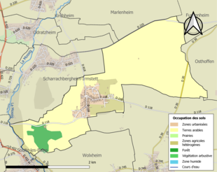 Carte en couleurs présentant l'occupation des sols.