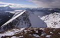 Blick in Richtung südwest auf den Bischof (2033 m) vom Krottenkopf (2086 m), Estergebirge