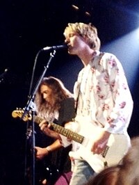 Kurt Cobain performing with Nirvana.