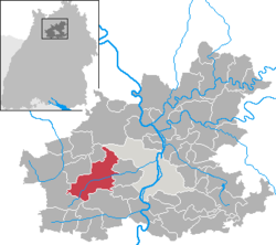 Elhelyezkedése Baden-Württemberg térképén