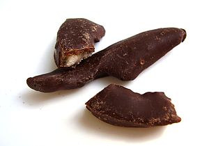 Chocolate-coated citrus peel