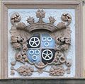 Allianzwappen der Familie Syberg und der Familie von Frydag über dem Eingang von Haus Busch