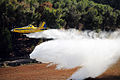 Eine Agrarmaschine vom Typ Air Tractor AT-802 beim Löschwasser-Abwurf