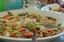 "Saucy" pancit canton, a common braised version