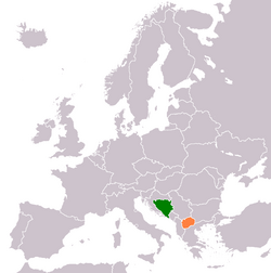 Map indicating locations of Bosnia and Herzegovina and North Macedonia