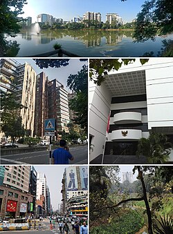 Clockwise from top: Gulshan 2 skyline seen from Baridhara Lake; Embassy of Indonesia; Gulshan Lake Park; Gulshan 1 Circle; Gulshan Avenue