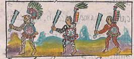 Azteekse krijgers met maquahuitls in de Florentijnse Codex.