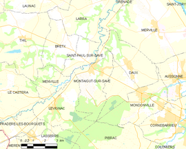 Mapa obce Montaigut-sur-Save