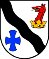 in Silber ein schwarzer Schrägrechtsfluß (sprechendes Wappen: Schwarzach AT)