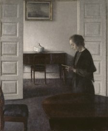 Vilhelm Hammershøi, Interior with a Reading Lady, c. 1900