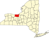 State map highlighting Wayne County