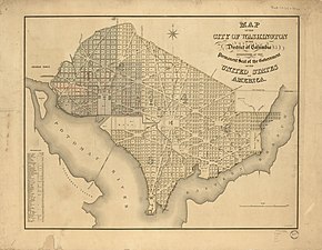 Map showing the Potomac Bridge in 1839