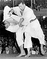 Image 54Yoshihiko Yoshimatsu attempting to throw Toshiro Daigo with an uchi mata in the final of the 1951 All-Japan Judo Championships (from Judo)