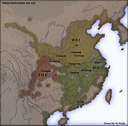 The territories o Eastern Wu (in green), 262.