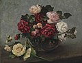 Nature morte avec des roses et des mauves