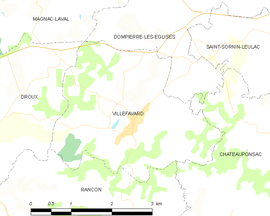 Mapa obce Villefavard