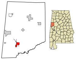 Location of Aliceville in Pickens County, Alabama.